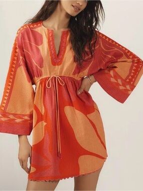 Conditions Apply, Anthropologie, Ric Rac Printed Caftan, sz OS